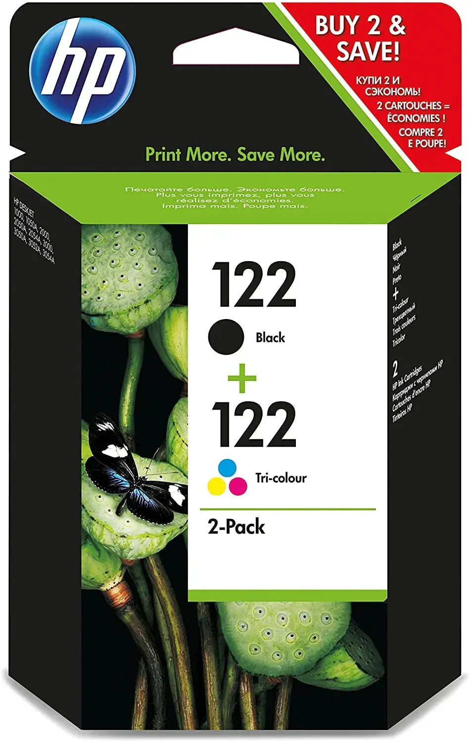 HP 122 2-pack Ink Cartridge, Black and Tri-color - CR340HE - eBuy UAE